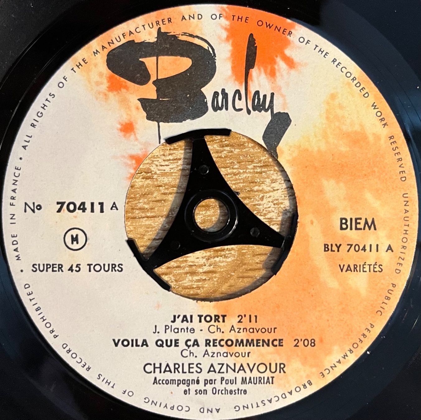 Schallplatten: CHARLES AZNAVOUR - J'AI TORT – Gebraucht aus Bussigny von vinyl-pas-cher 2