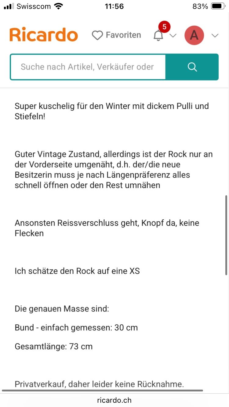 Gonne: Vintage Wollrock S – Usato da Regensdorf venduto da AHenter 3
