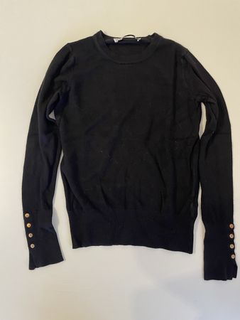 Zara Strickpullover, Schwarz, Gr. S – Goldene Details