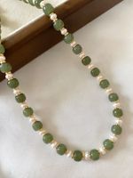 Süsswasserperlen Jade Kette mit Ohrringe echte
