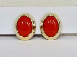Vintage Ohrclips Clips Ohrschmuck Rot Gold 70er 80er Jahre