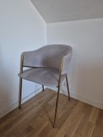 6 elegante Samtstühle mit goldenen Beinen - Set