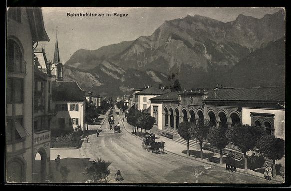 Ansichtskarten: AK Ragaz, Bahnhofstrasse, 1913 – Gebraucht aus Berlin von bartko-reher