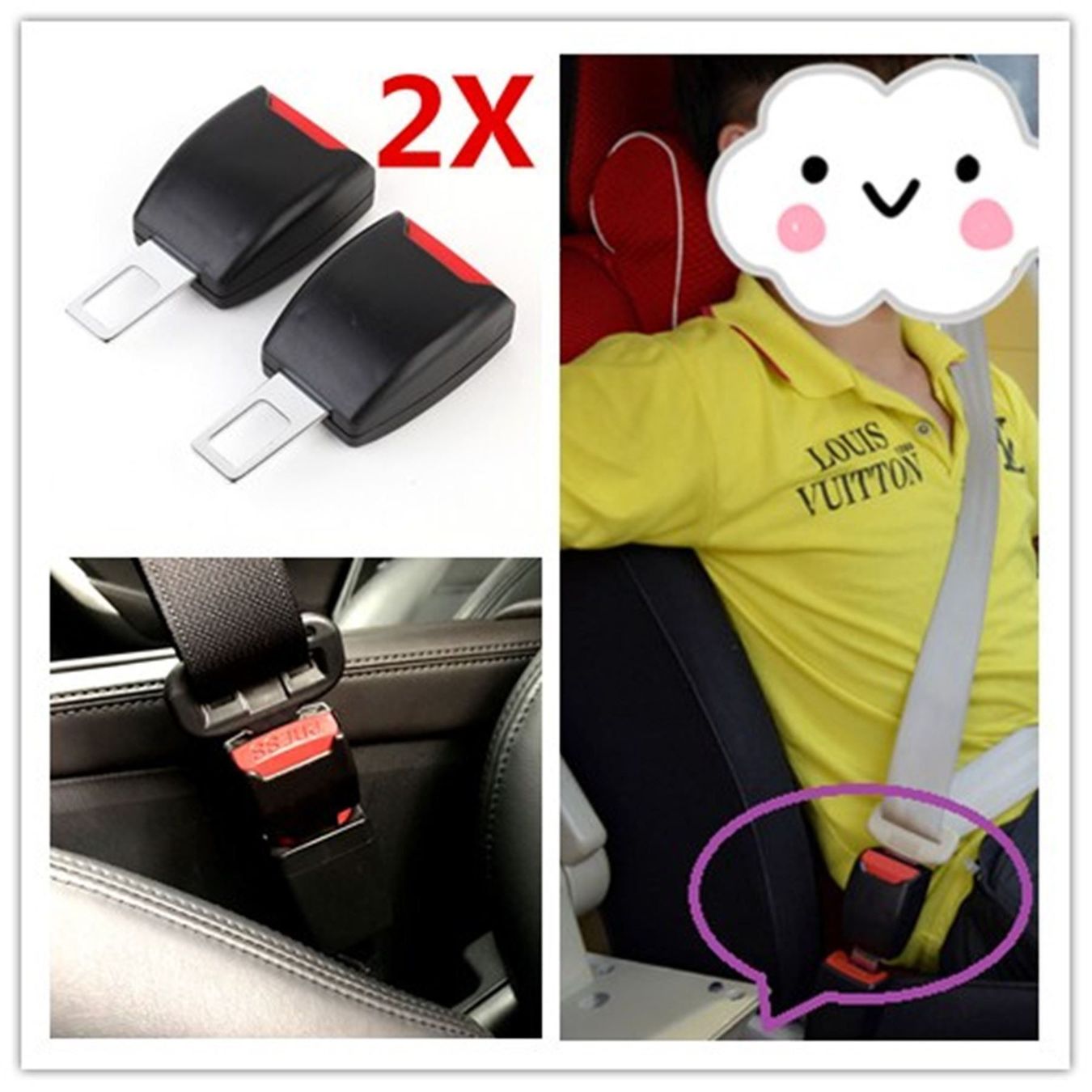 Fibbie per cinture: 2x Auto Sitz Schnallen Gurtverlaengerung – Nuovo (secondo la descrizione) da Thun venduto da 365buy