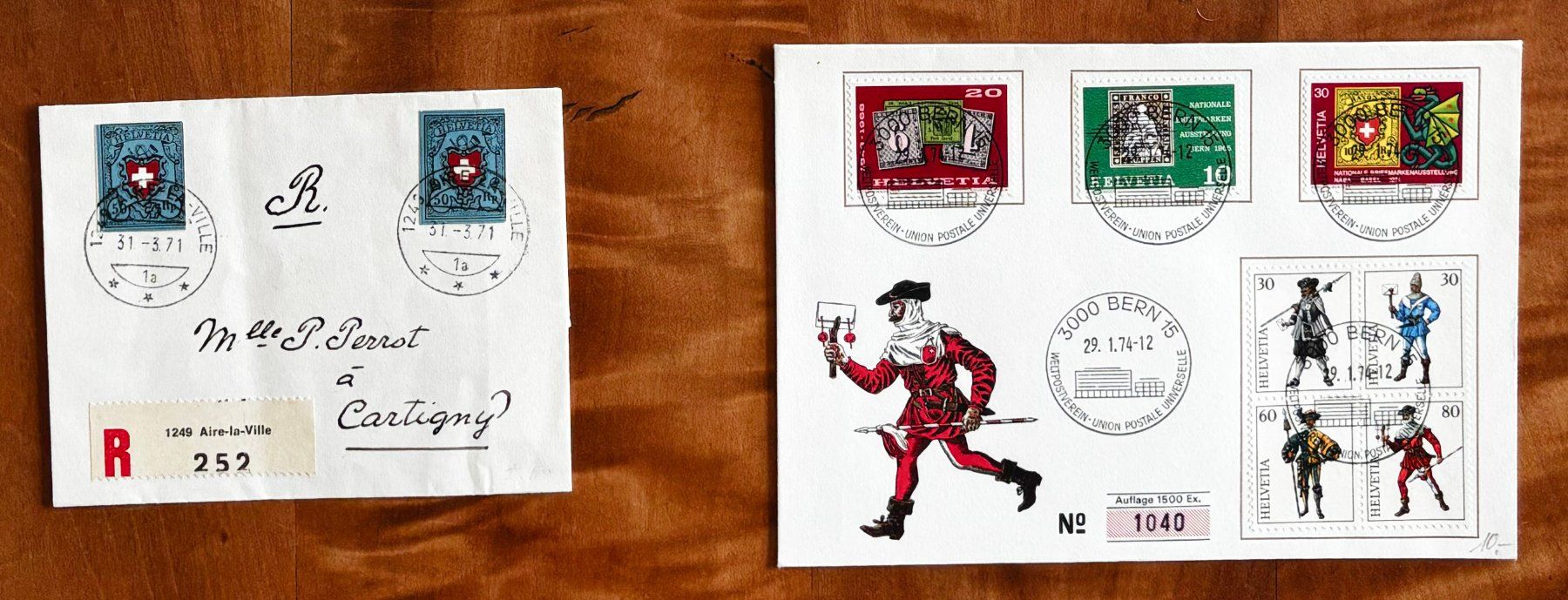 Alle Briefmarken: 1971-74, 2 Briefe mit Blockausschnitten – Neu (gemäss Beschreibung) aus Nuglar von Stamp88
