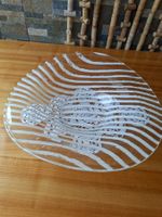 Deko Schale Glas transparent mit weissen Streifen