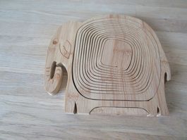 Faltkorb Elefant aus Holz - Früchtekorb-Schneidebrettt