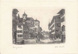 Alt Basel, Orig.-Radierung, ohne AK-Einteilung auf Rückseite