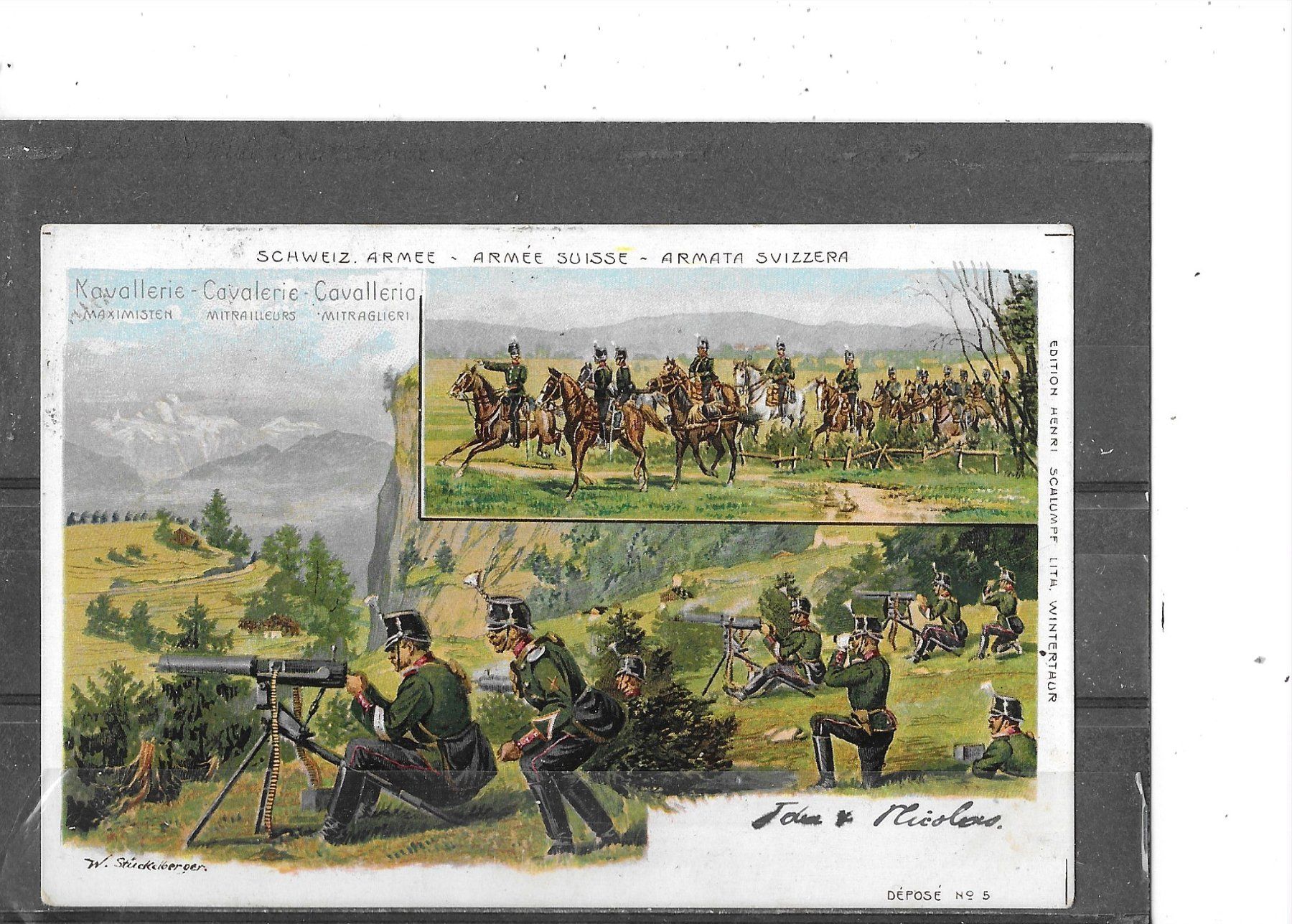 Cartoline postali: Ansichtskarte Militär 1901 mit Kavallerie – Usato da Schocherswil venduto da Wilare