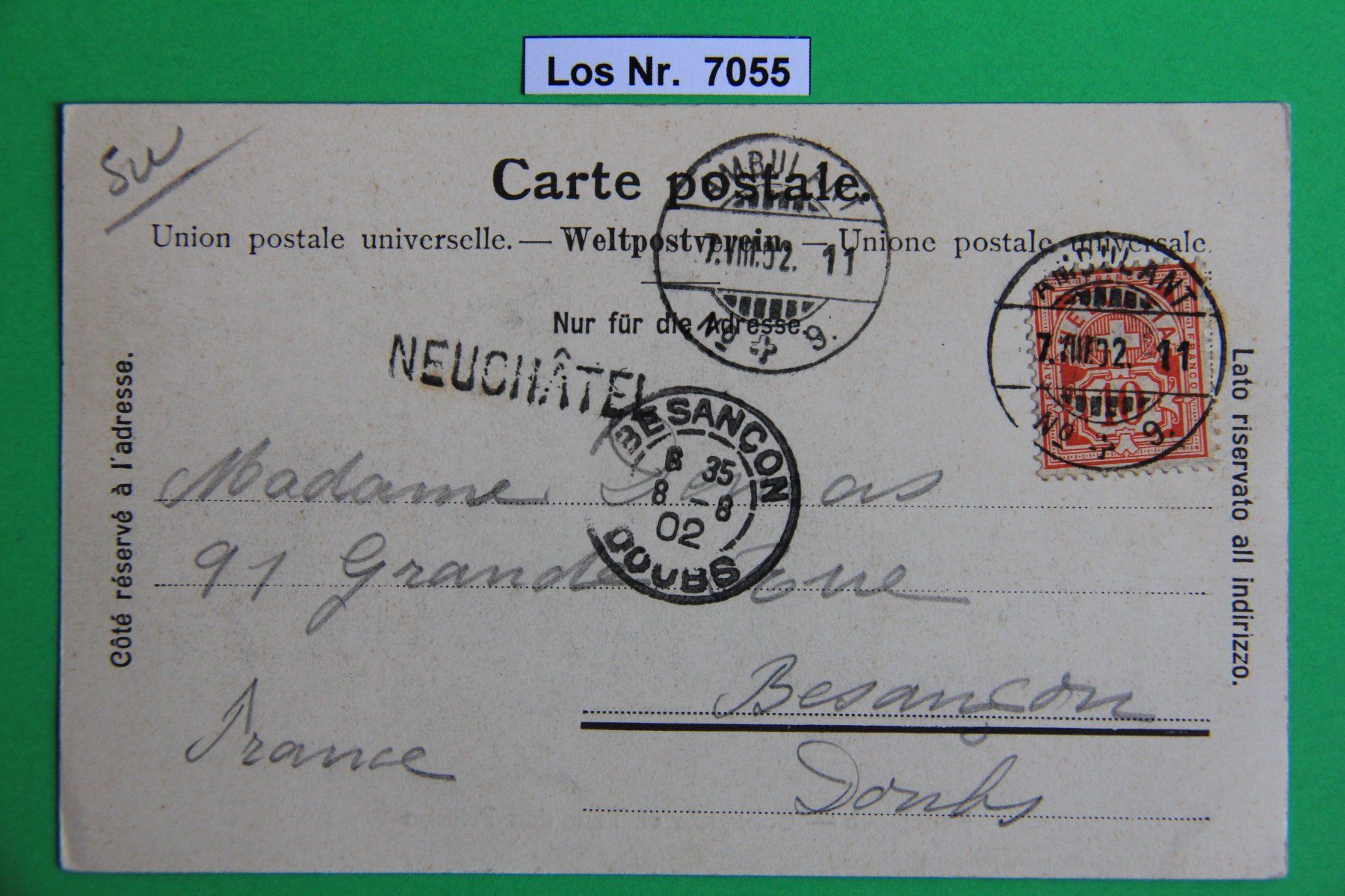 Ansichtskarten: CH Ansichtskarte Neuchâtel um 1900                  Los 7055 – Gebraucht aus Volken von jukon65 1