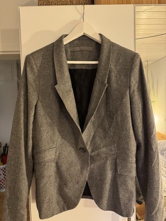 Blazer Zara Basic grau mit Ellbogen-Patches guter Zustand