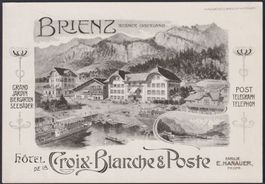 BERN, ca.1880 LITHO Hotel Croix-Blanche in BRIENZ +Zudruck!