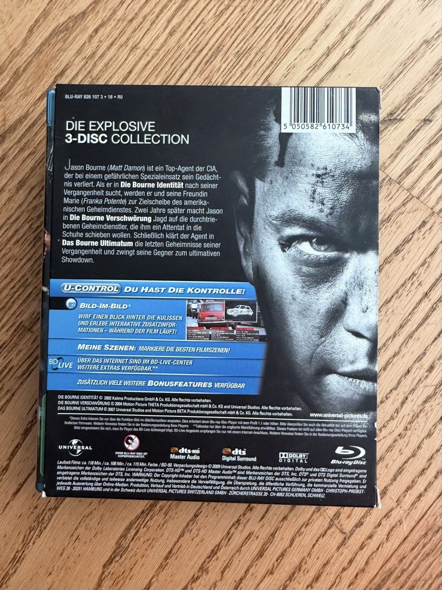 Alle DVDs: Die Ultimative Bourne Collection Blu Ray 3 Disc Edition 2009 – Gebraucht aus Hünenberg von Paddels 2