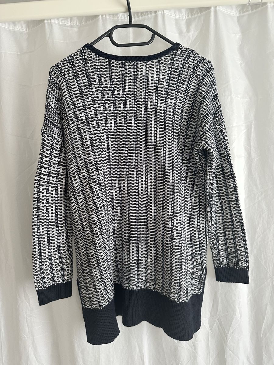 Pullover & Sweatshirts: Damen Strickpullover Sussan dunkelblau weiss gemustert S – Neu (gemäss Beschreibung) aus Walzenhausen von Zaisan 1