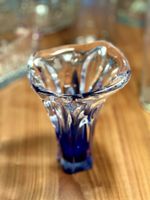 Blaue Glasvase, Vintage, Handarbeit, Unikat