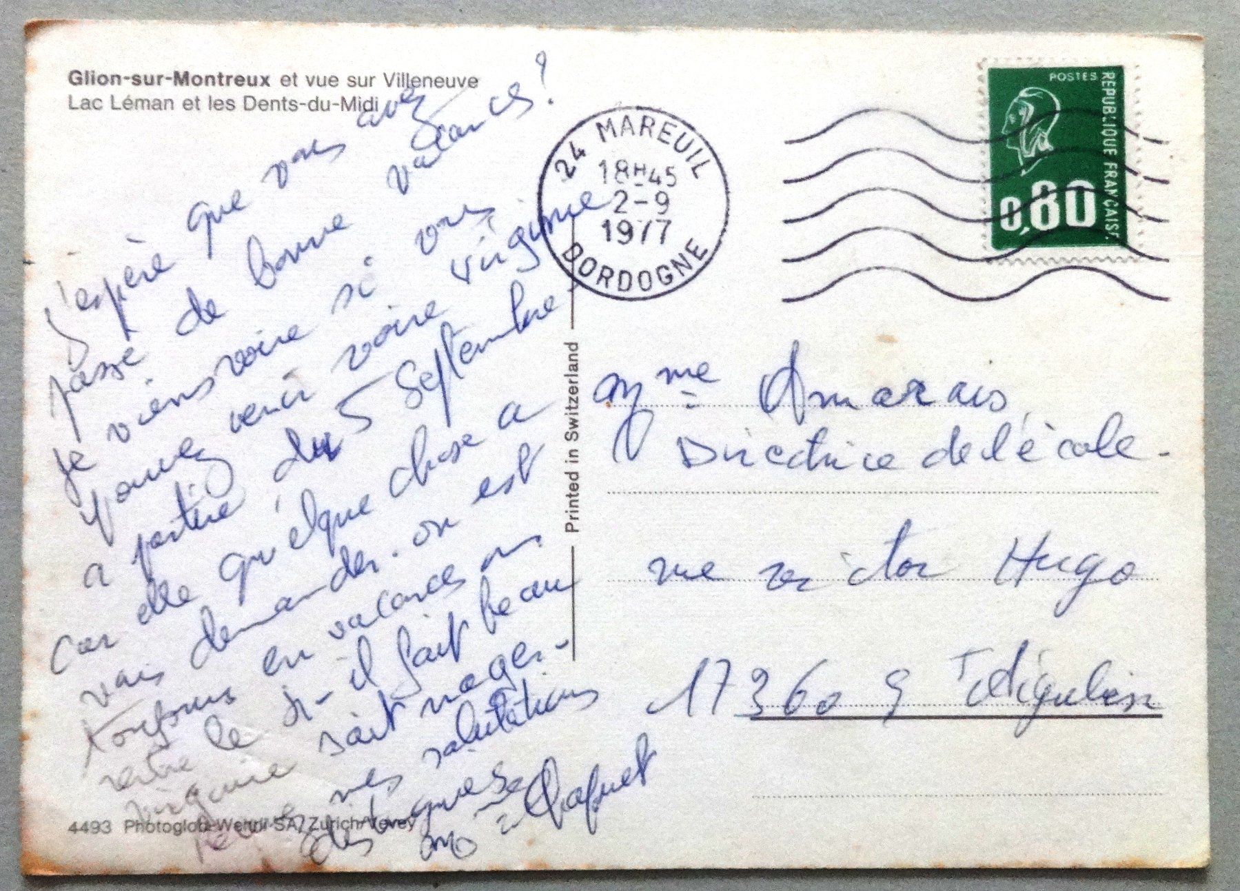 Cartoline postali: Glion-sur-Montreux – Difettoso da Fétigny venduto da Billy2miny 1
