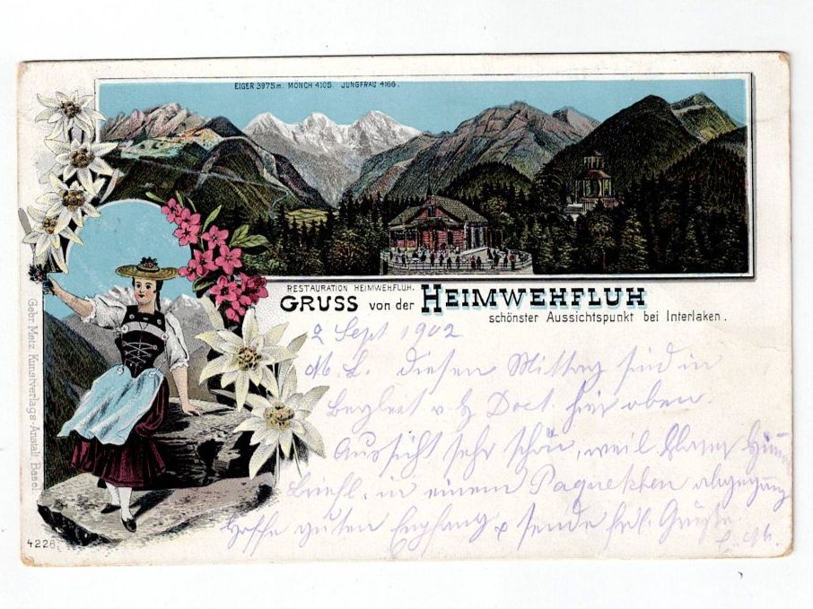 Ansichtskarten: Schweiz, Ansichtskarte Gruss von der Heimwehfluh Interlaken – Gebraucht aus Hinteregg von McCharly01