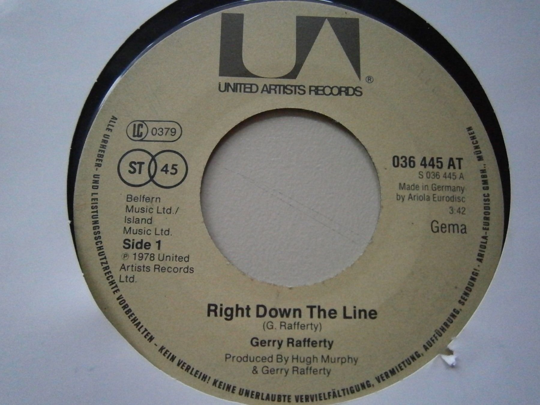 Dischi in vinile: Vinyl-Single Gerry Rafferty - Right Down The Line – Usato da Langenthal venduto da Modo39