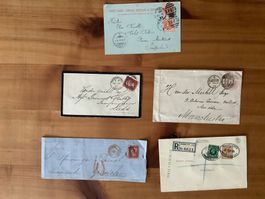 5 alte Belege England, 1864, 2x 1871, 1899, 1935