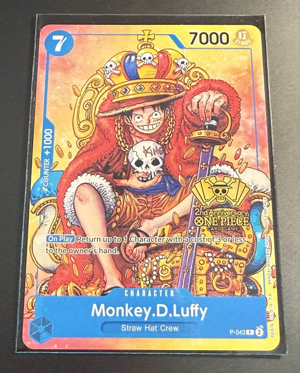 Bandai Carte collezionabili: Monkey.D.Luffy P-043 - 2nd anniversary edition – Nuovo (secondo la descrizione) da Châtillon JU venduto da Kev10