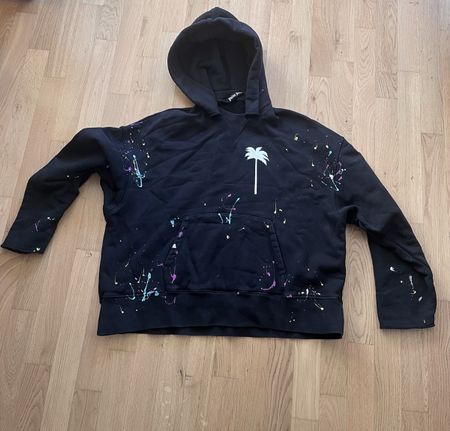 Palm Angels Hoodie schwarz Grösse L mit Farbspritzern