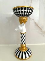 Edler Kerzenhalter neu - Hirsch Kopf schwarz gold weiss