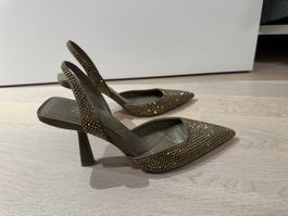 Zara Glitzer heels olivegrün Gr. 39