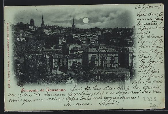 Cartoline postali: Mondschein-AK Lausanne, Ortsansicht bei  – Usato da Berlin venduto da bartko-reher