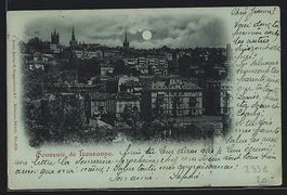 Mondschein-AK Lausanne, Ortsansicht bei 