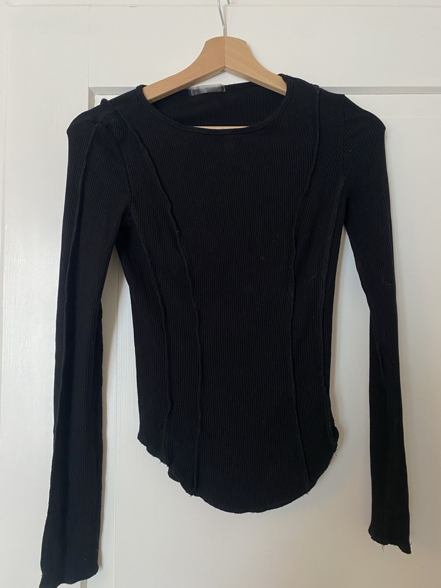 Top: Black ribbed top, size S, long sleeves, fall basic – Usato da Zürich venduto da jus_d9kb