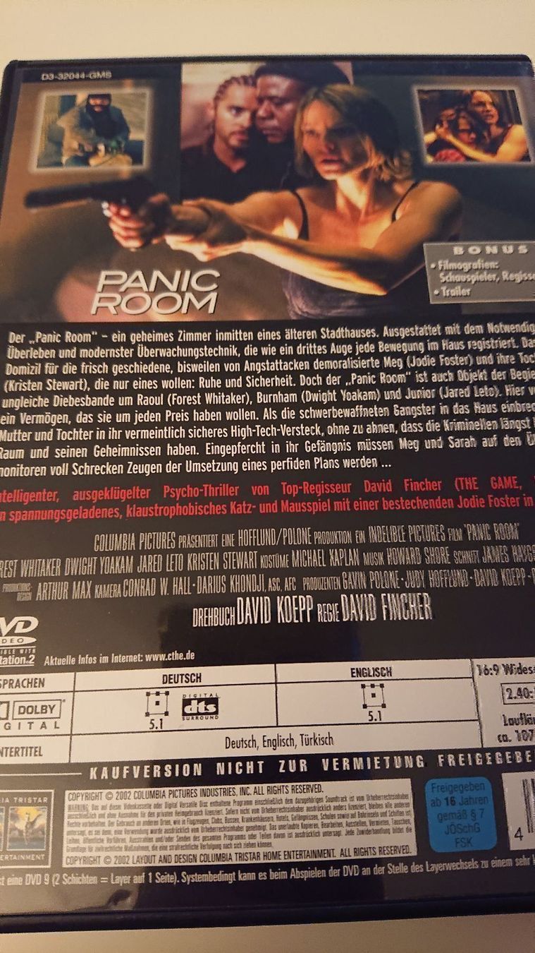 Tutti i DVDs: Panic Room – Usato da Madiswil venduto da Sandraho 1