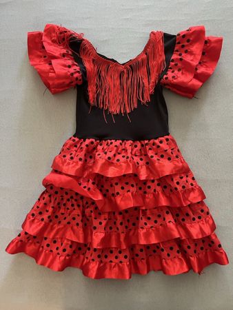 Flamenco Kleid, Rot/Schwarz