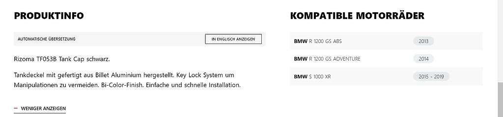Alle Motorradersatzteile: Rizoma Tankdeckel BMW TF053B – Gebraucht aus Schaffhausen von RK205 4