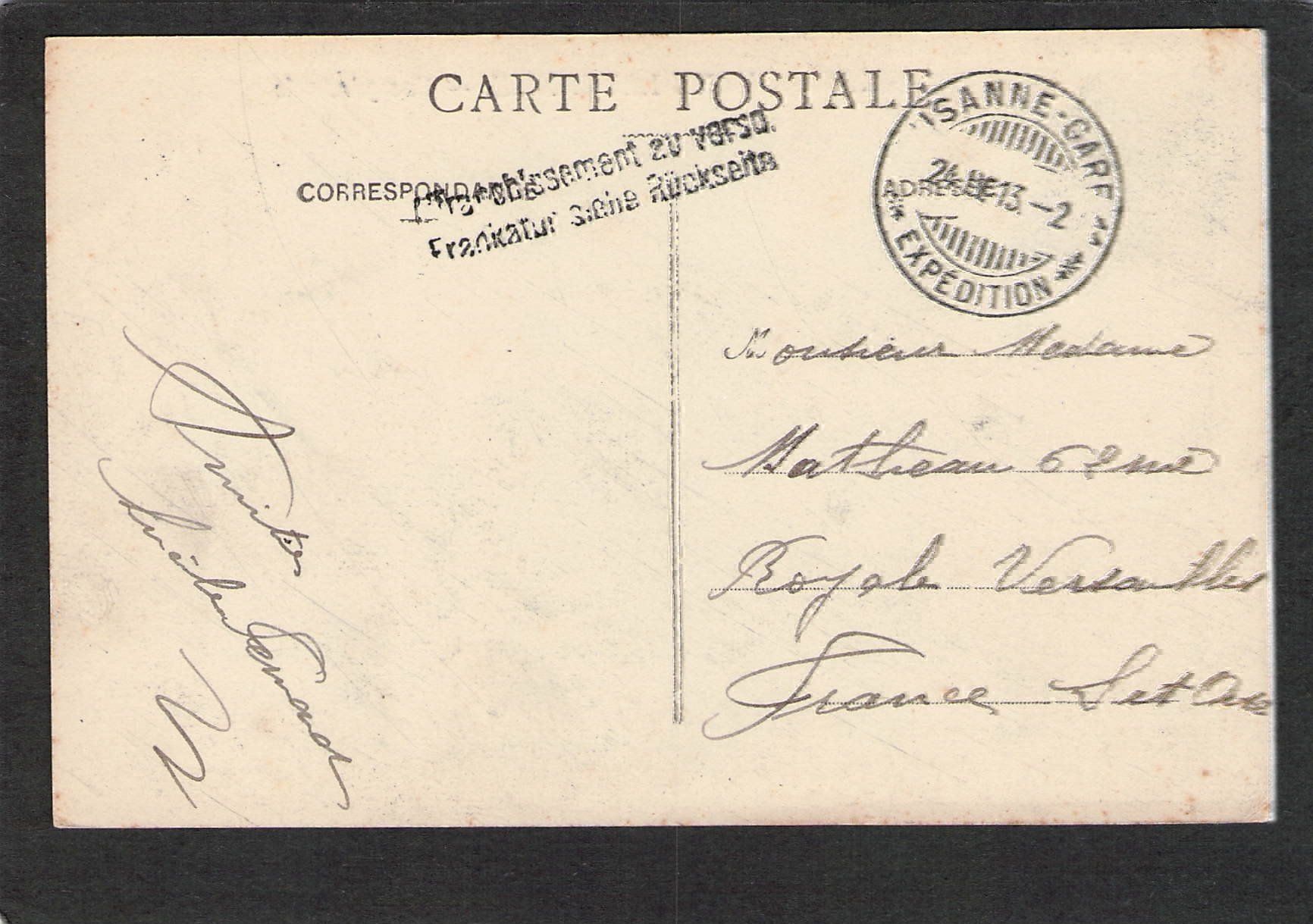 Cartoline postali: CP, VD Ouchy Lausanne , 1913 – Usato da Reichenburg venduto da Pipo-67 1