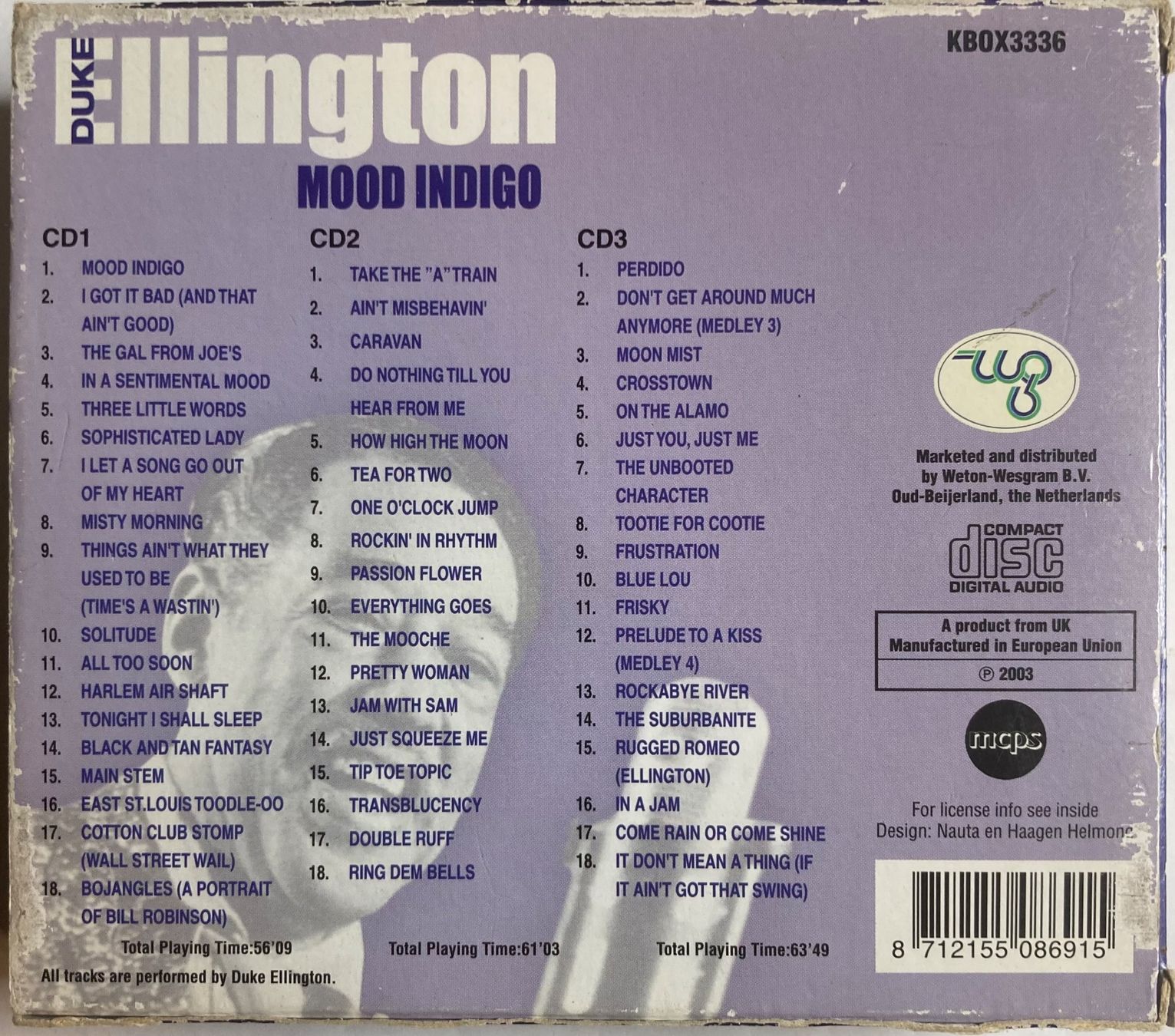 CD: DUKE ELLINGTON - MOOD INDIGO – Usato da Poliez-Pittet venduto da Newtown-Records 1