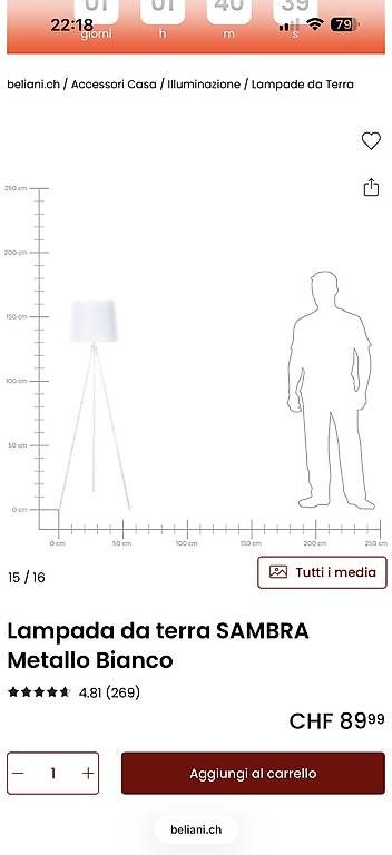 Lampade: BELIANI - Lampada Bianca – Nuovo e nell'imballaggio originale da Chiasso venduto da D.erre 1