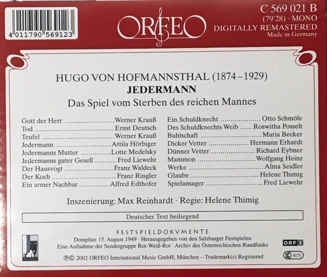 CDs: von Hofmannsthal - Jedermann – D'occasion à Grüningen par azulamarillo 1