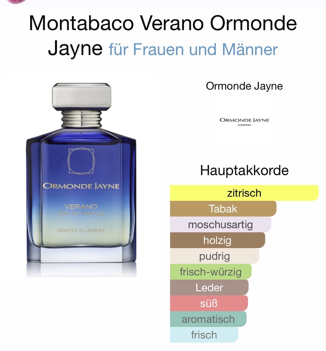Profumi & Eau de Toilette: ORMONDE JAYNE VERANO EAU DE PARFUM - 2ML - Probe – Nuovo (secondo la descrizione) da Düdingen venduto da parfum_tester 1