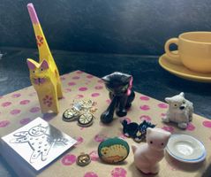 Katzenfiguren 9er-Set Box Katzen-Pin Spiel Katzensammlung