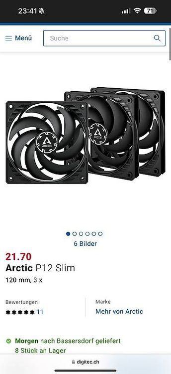 Ventilatori: 6x Arctic P12 Slim Lüfter – Usato da Bassersdorf venduto da swiss8400 1