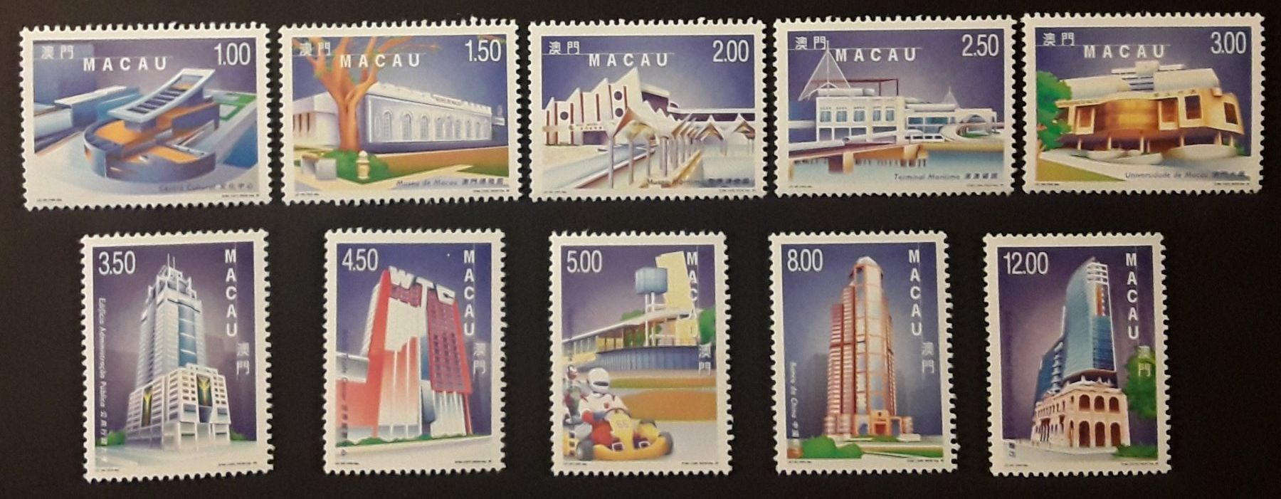 Alle Briefmarken: 1999: Macau Obras e Edificios Serie **/ 2 FDC/ Maxi-PK Serie – Gebraucht aus Walperswil von Tcheidi