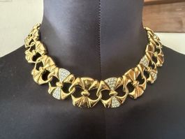Vintage goldenfarbe Halskette mit Strasssteinen