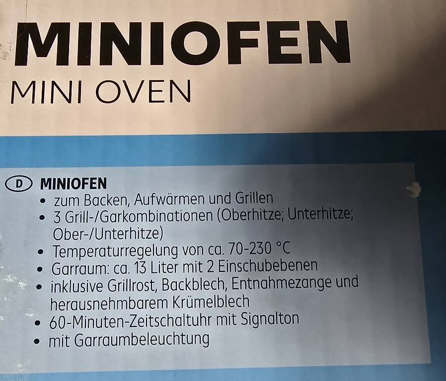 Forni: Mini Backofen 13lt. – Usato da Oberentfelden venduto da Giants 3