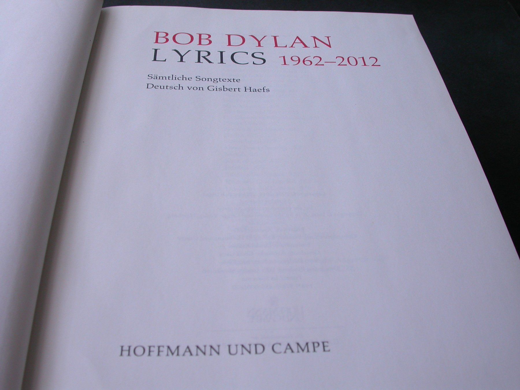 Libri: Bob Dylan Lyrics (1962 - 2012) – Usato da Zürich venduto da Marcel6887 1