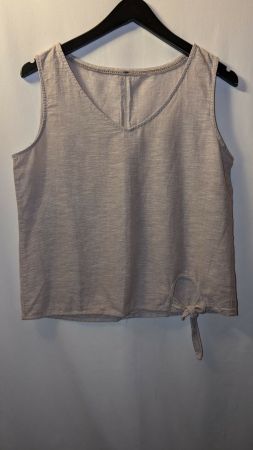 Tank Top T-Shirt ärmellos Leinen Style beige Gr. S / M