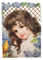 Bild Mädchen mit Kanarienvogel Jugendstil