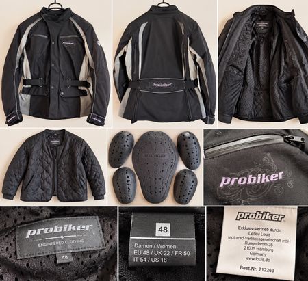 Probiker Damen-Motorradjacke Gr. 48 – inkl. Protektoren & In