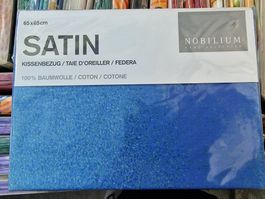 2er Set Nobilium Kissenbezug Satin blau 65x65 cm