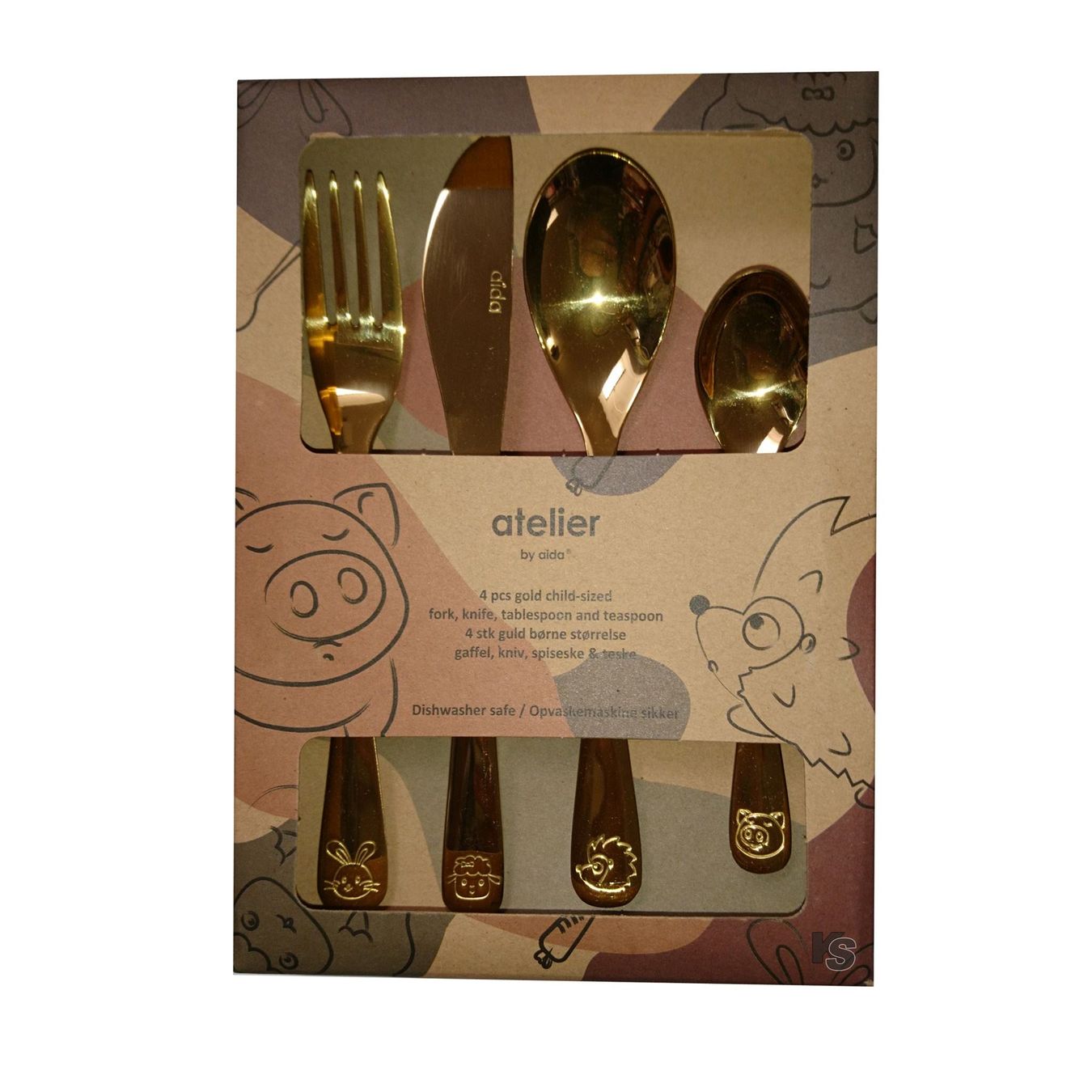 Set di posate: Kinderbesteck goldfarben, Set 4-tlg. – Nuovo e nell'imballaggio originale da Wettingen venduto da kochshop 1
