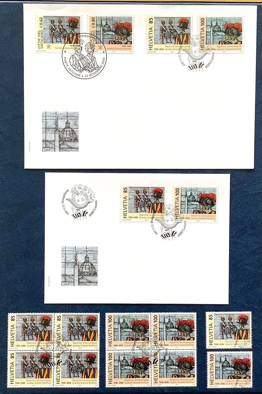 Alle Briefmarken: 2005 Schweiz - Schweizer Garde FDC CH + Vatikan + CH +4er ET – Neu (gemäss Beschreibung) aus Liestal von Skunk02